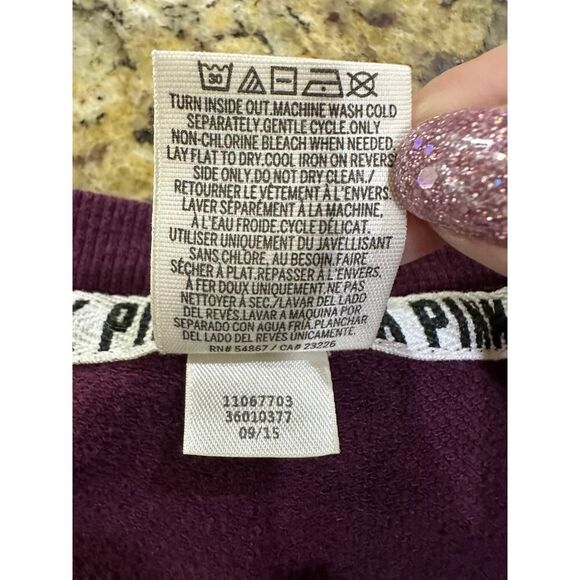 Victoria’s Secret PINK Y2K Holographic Foil Spell Out Crew Neck Pullover XS EUC - Picture 12 of 15